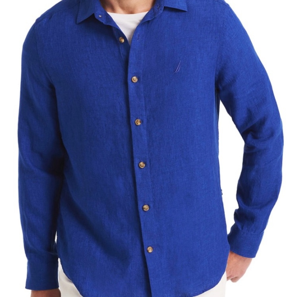 Men's Blue Linen Shirt
